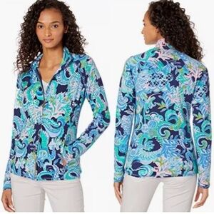 Lilly Pulitzer Luxletic Serena Jacket Sirens & Spirits large EUC